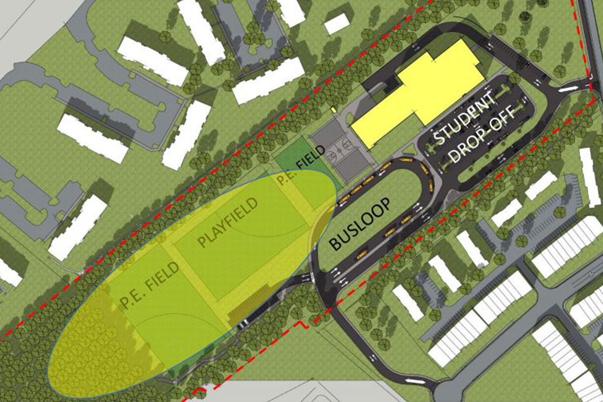 rendering site plan of a school