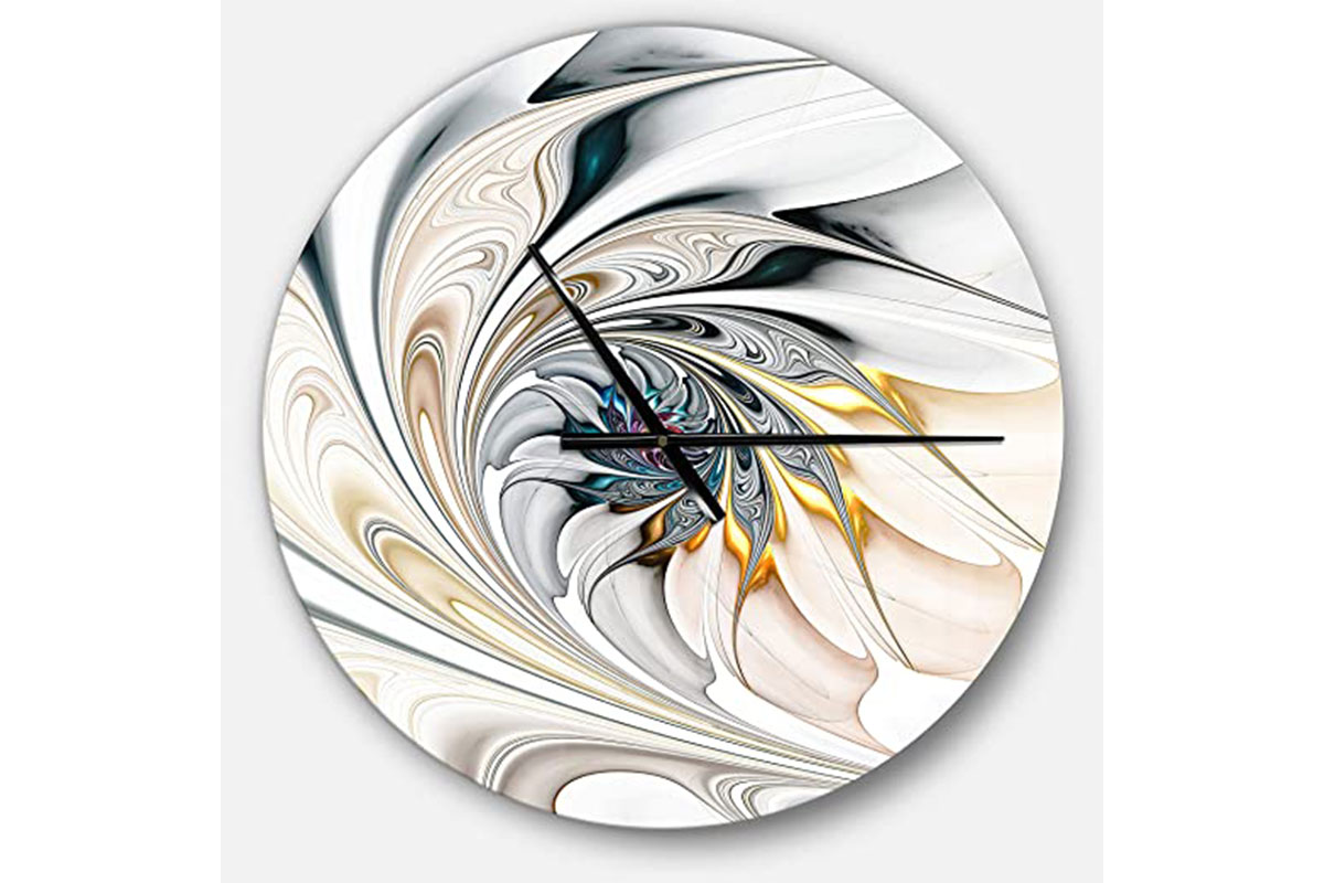 white stained glass floral wall clock