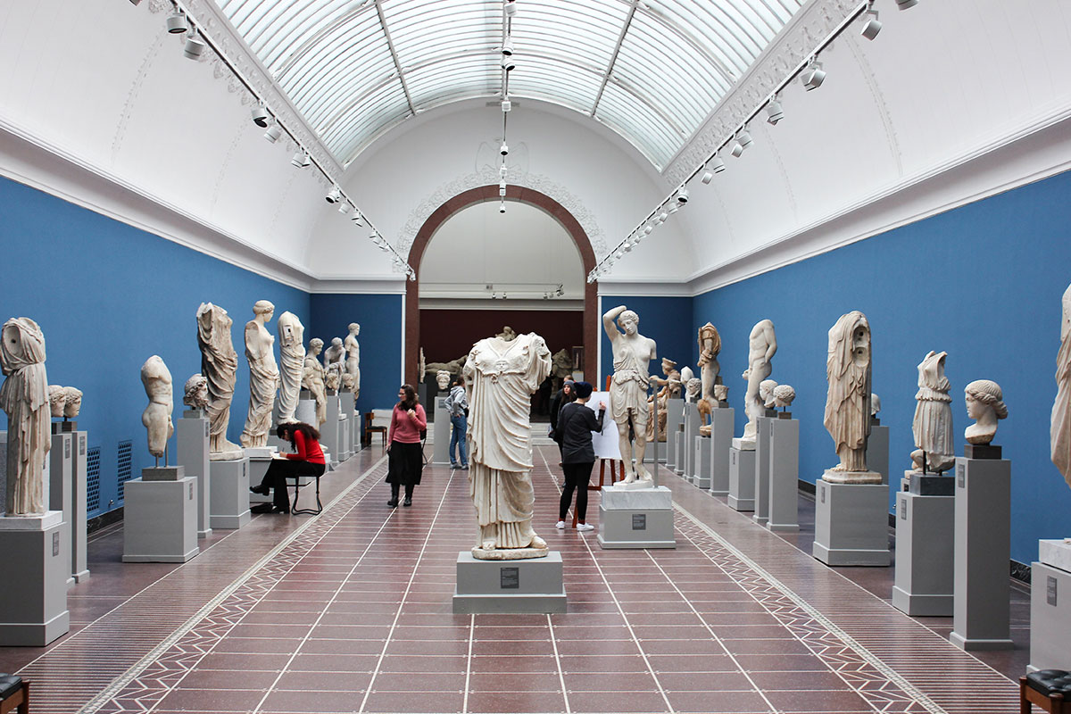 museum with several greek statues