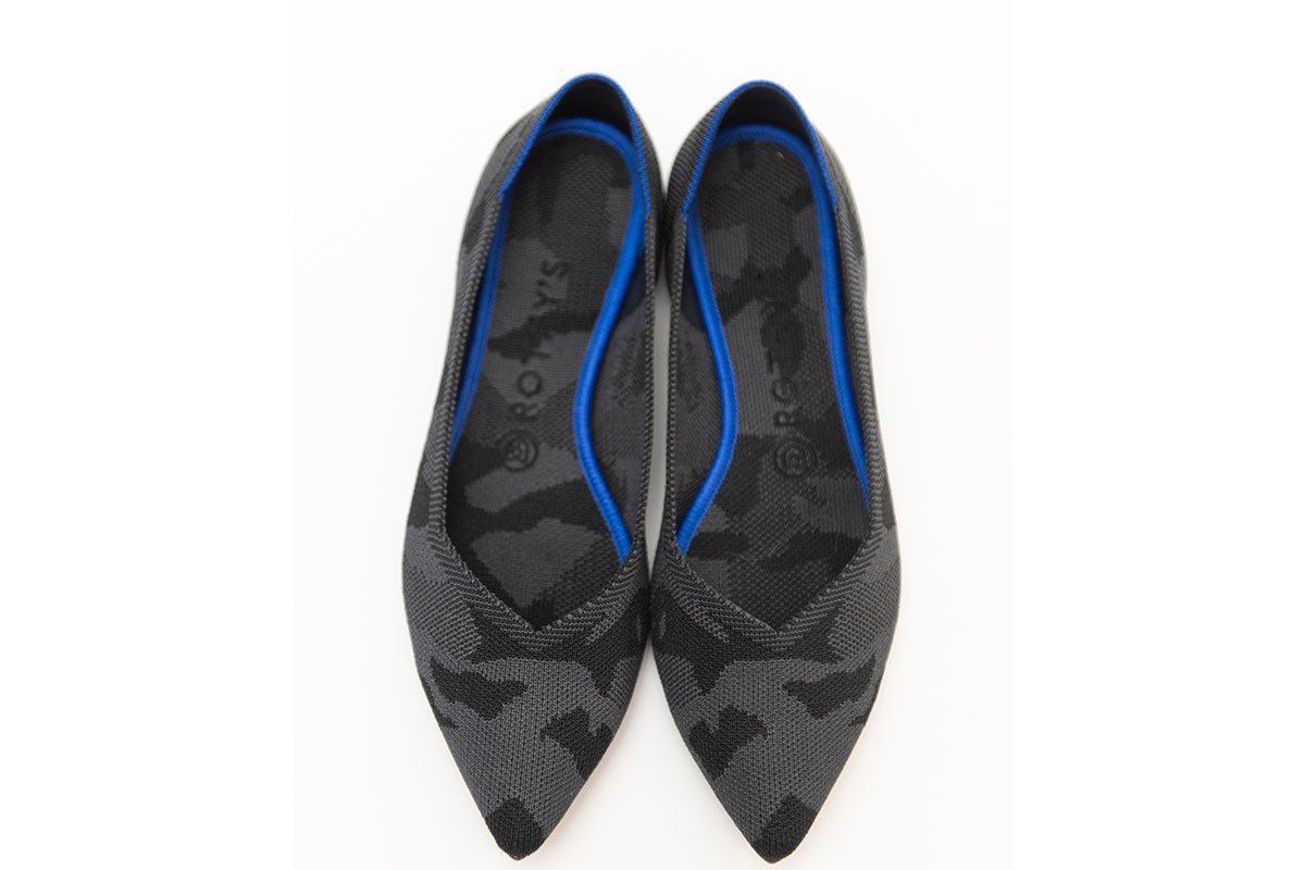 black flats with blue liner