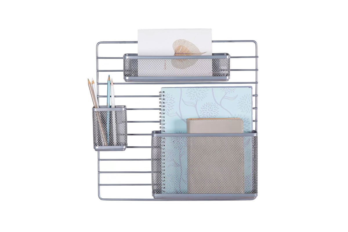silver desk organizers with books and pencils target