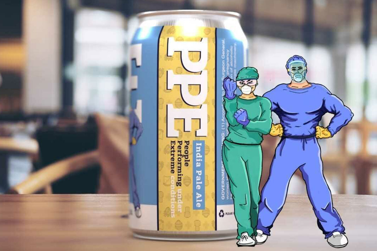 illustration of two healthcare workers doctor and nurse with ppe india pale ale beer
