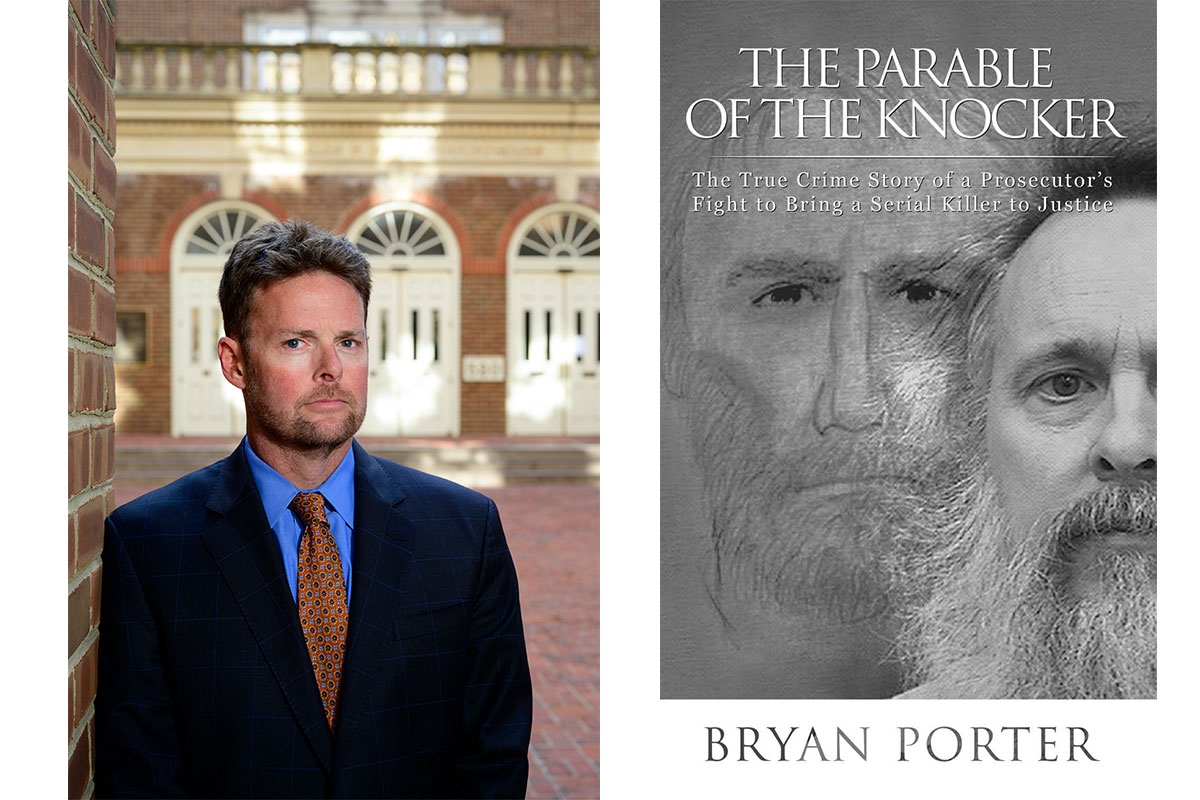 headshot of bryan porter next to the cover of his book the parable of the knocker