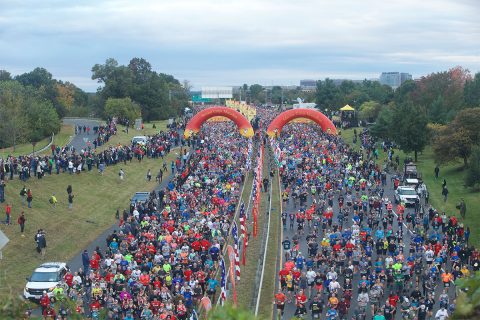 runners one two roads at the marine corps half marathon