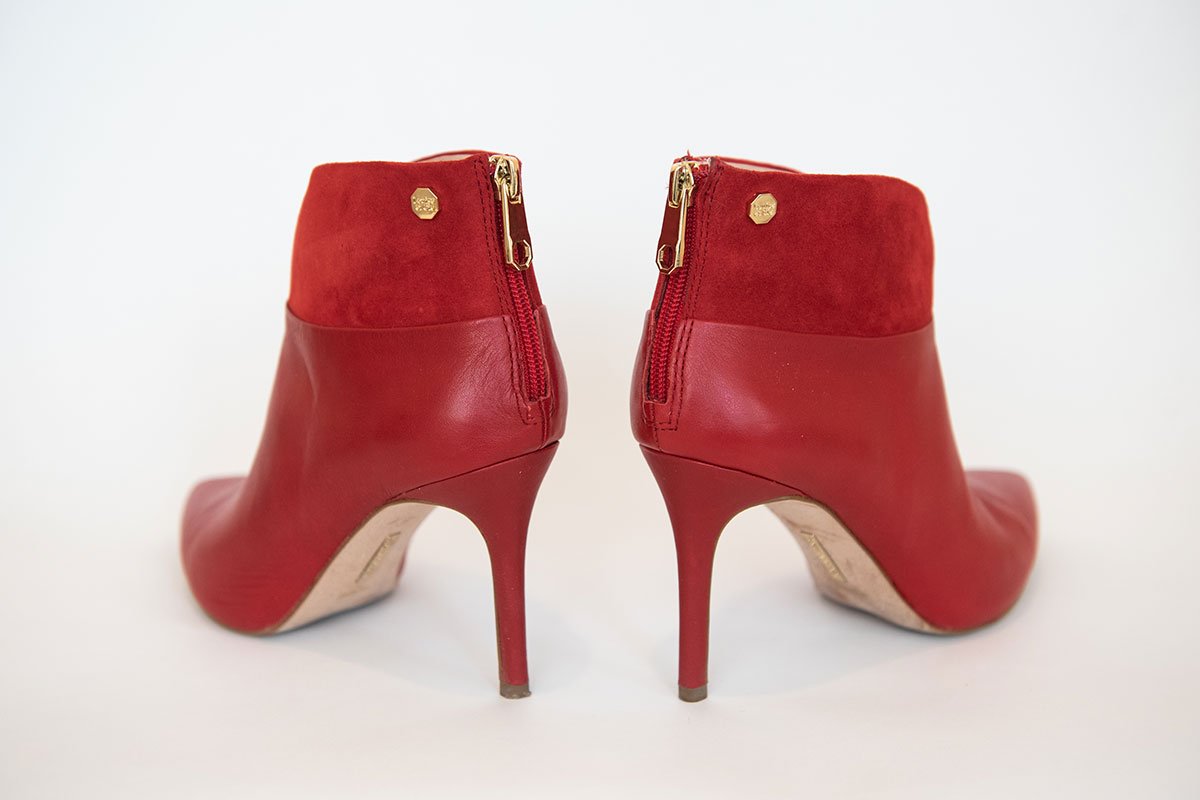 red heeled boots