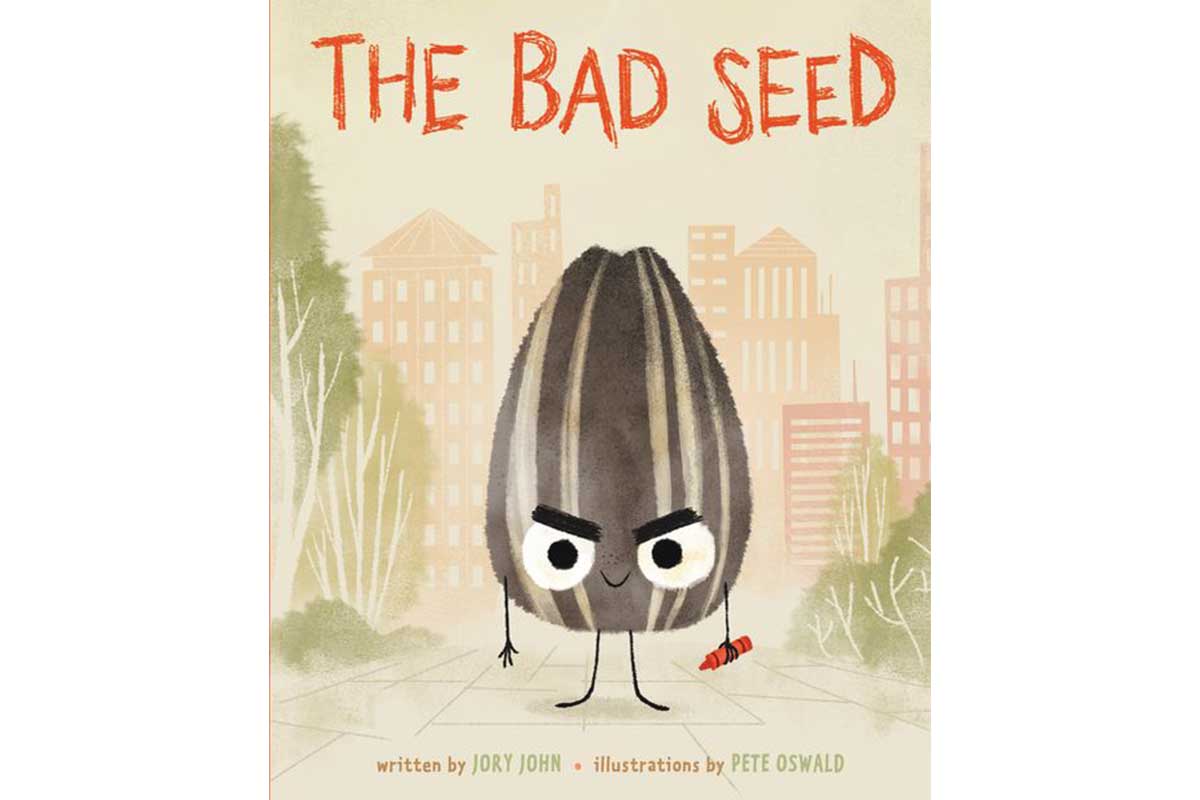 tan and orange cover of The Bad Seed children's book