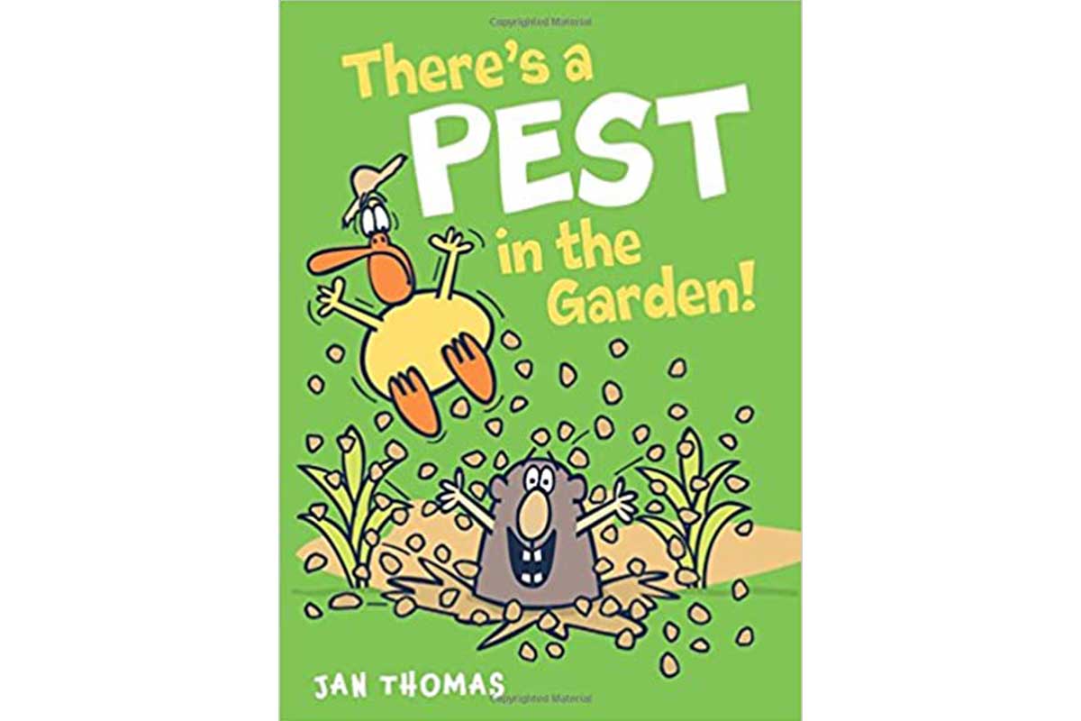 green cover for there's a pest in the garden children's book