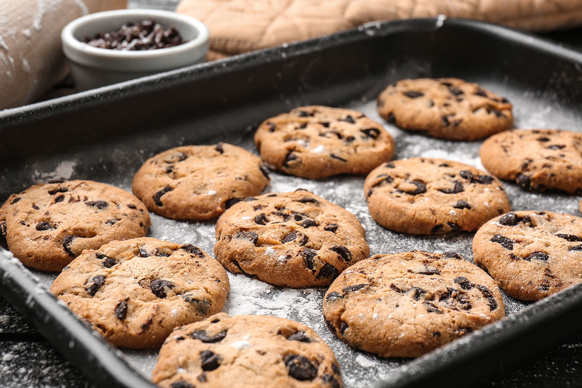 chocolate chip cookies on a tray