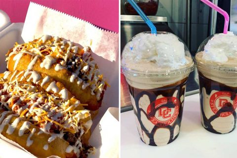 puffy tacos from pink food truck and chocolate drizzed milkshakes from dc steakholders