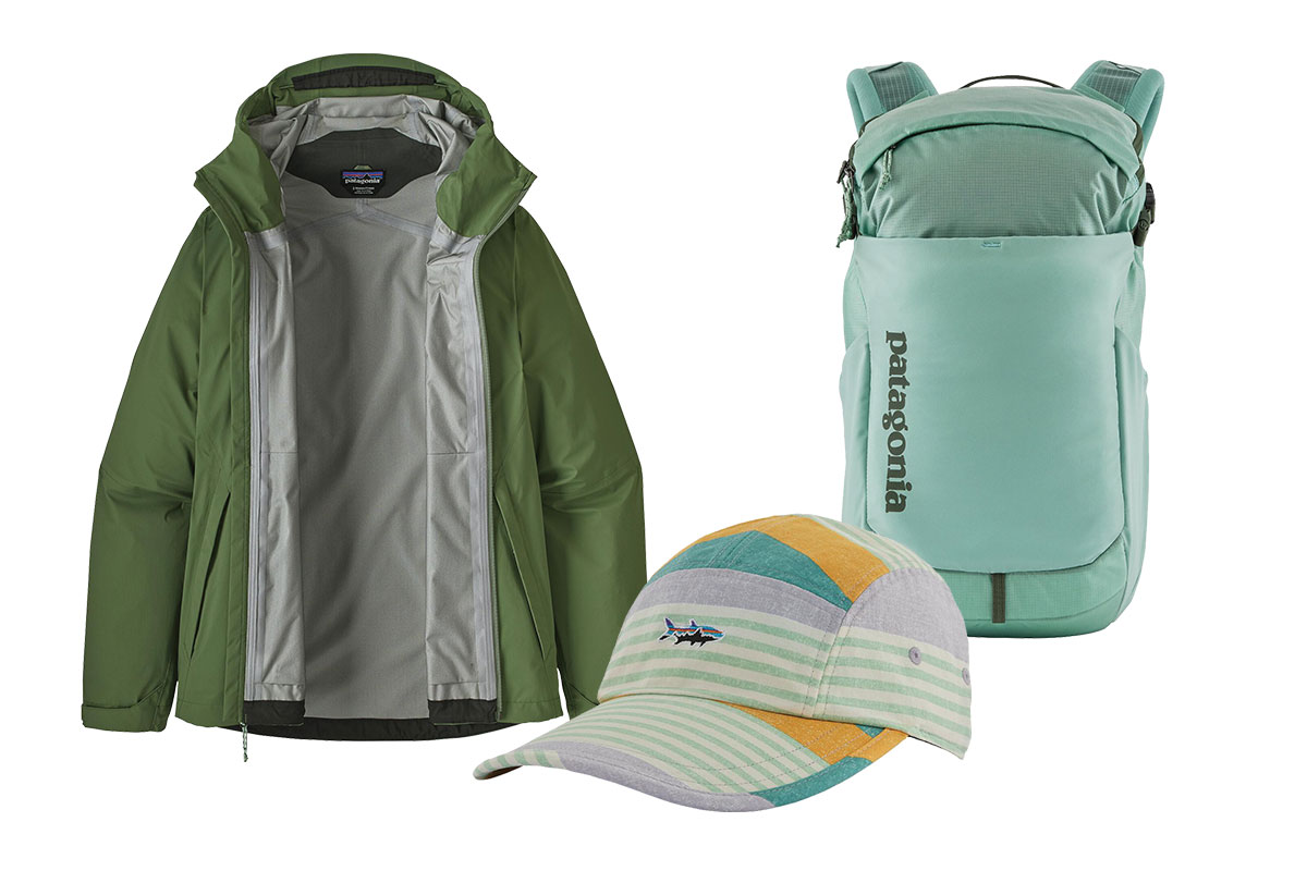 patagonia jacket backpack and hat
