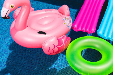 pool floaties in pool