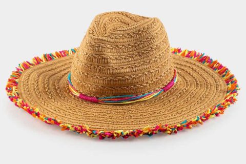 straw hat with bright colored string