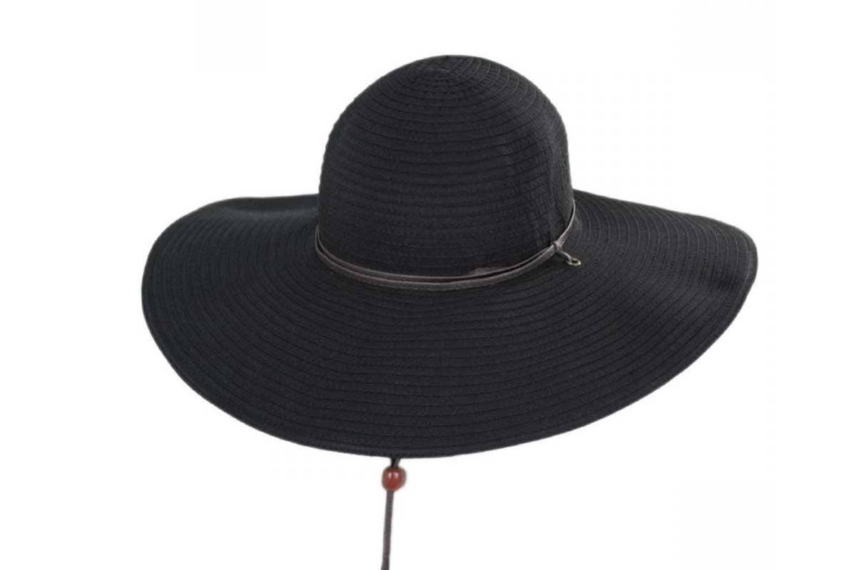 black floppy hat with string