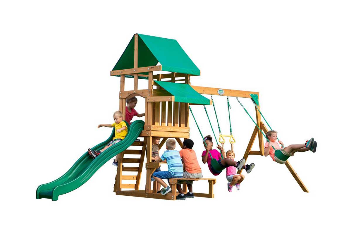 outdoor playground for kids wood and green