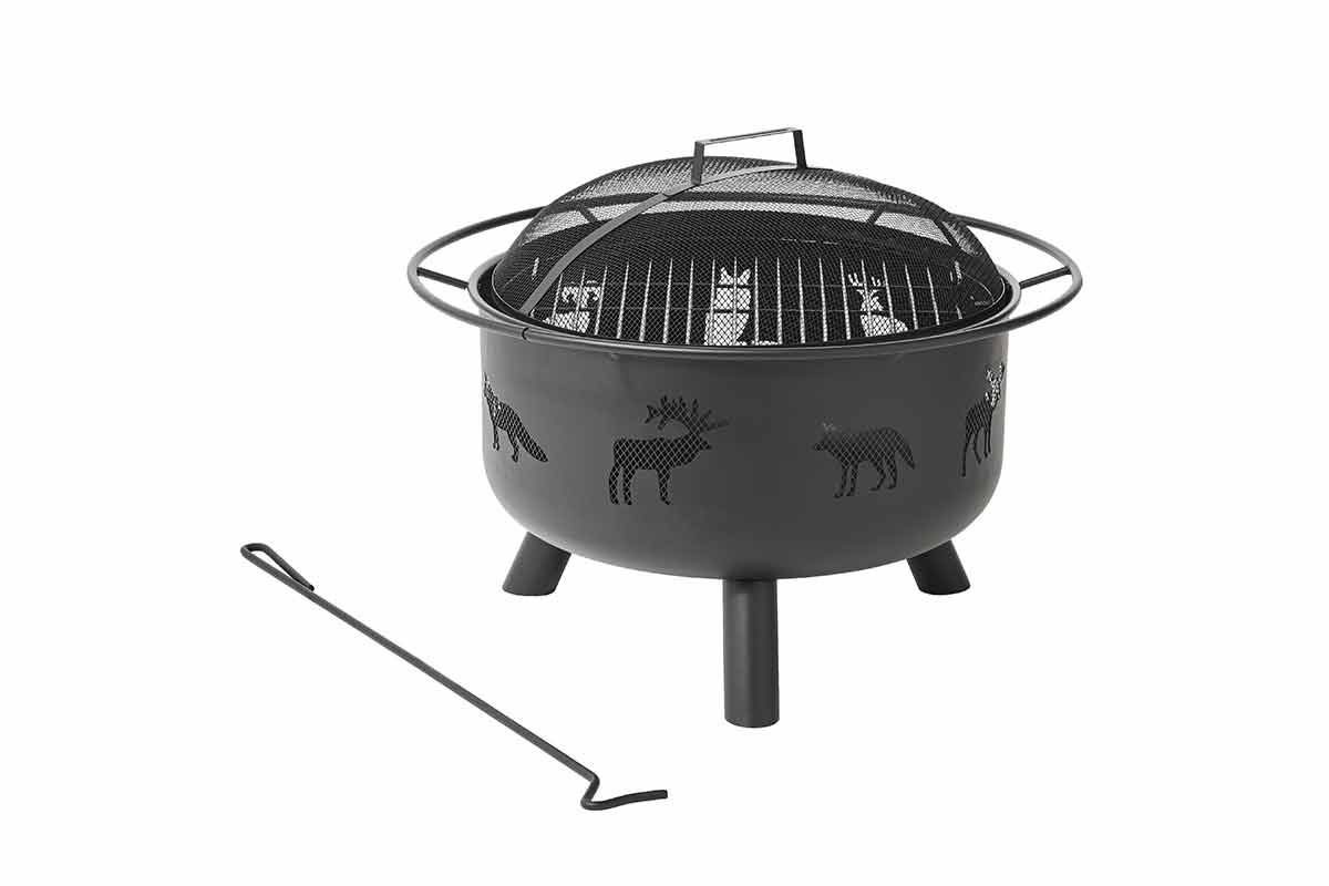 firepit with moose design on it