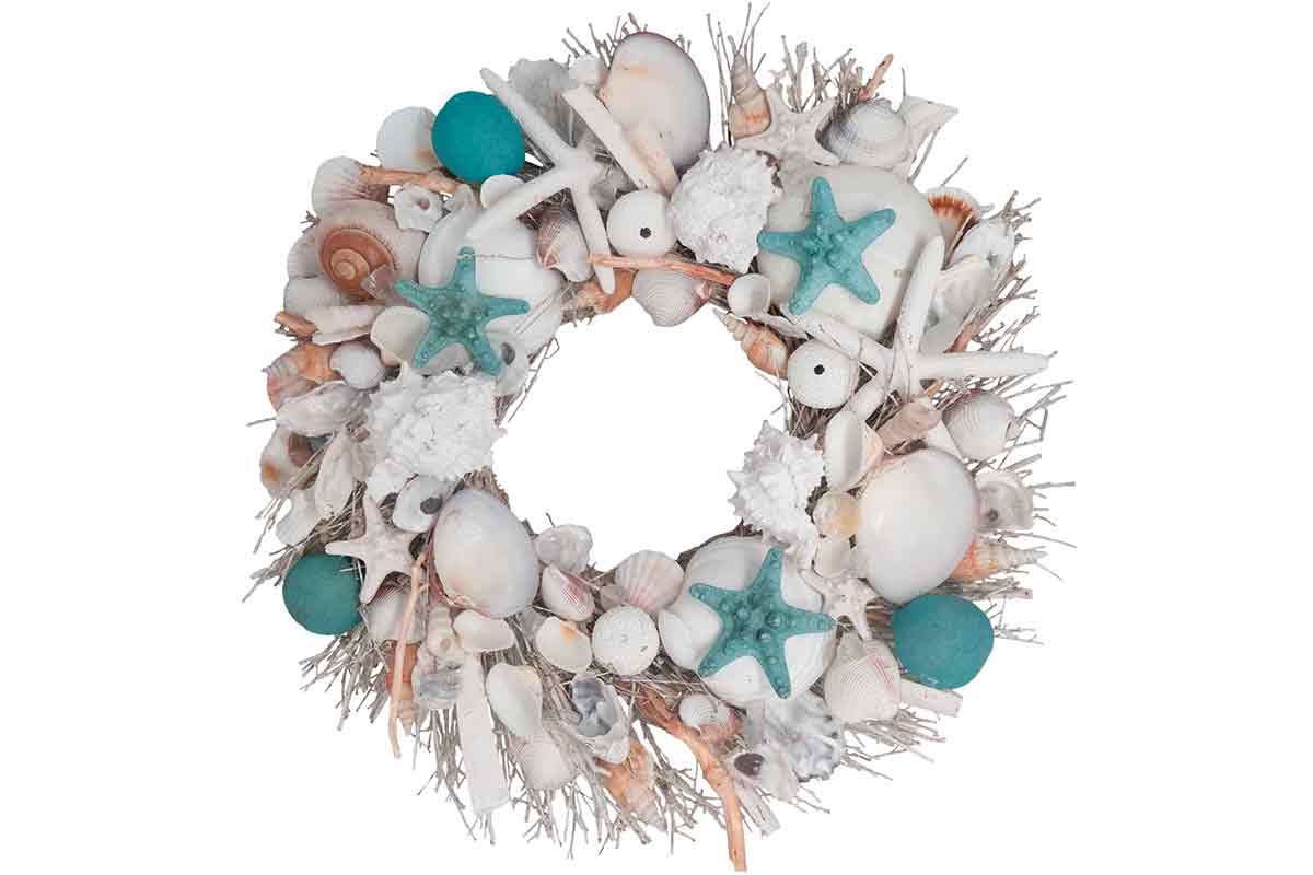White and blue beach wreath