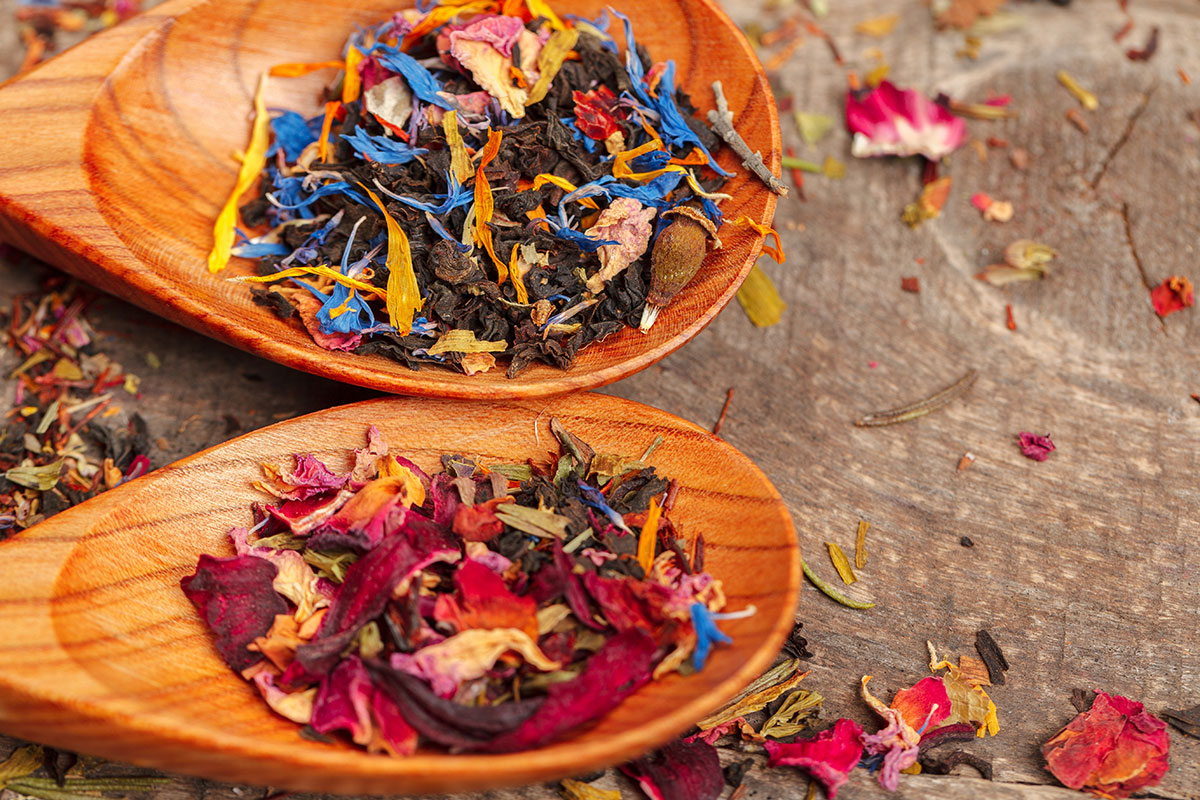 colorful tea leaves