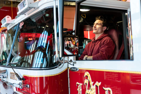 garnet hathaway in a firetruck