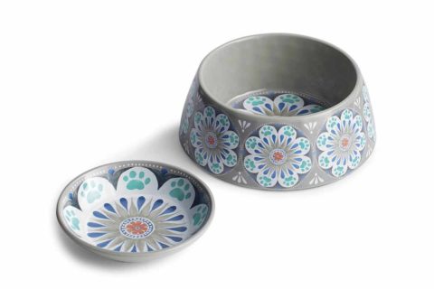 Grey water bowl and saucer
