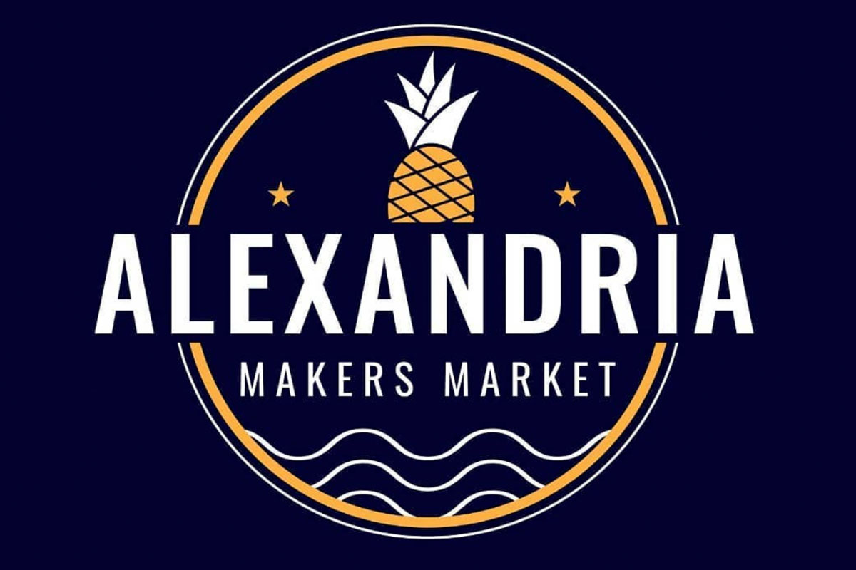 Alexandria makers market sign in blue