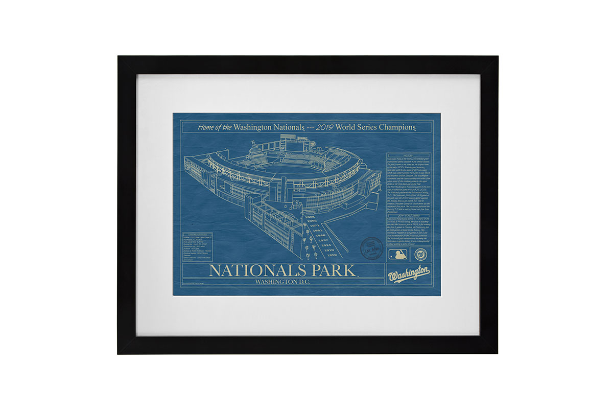 washington nationals stadium blueprint framed
