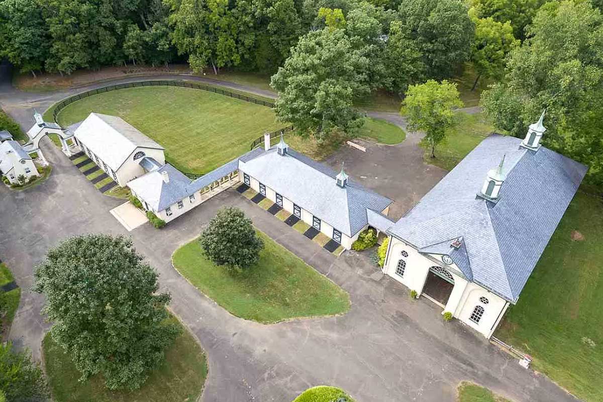 aerial view of horse stables