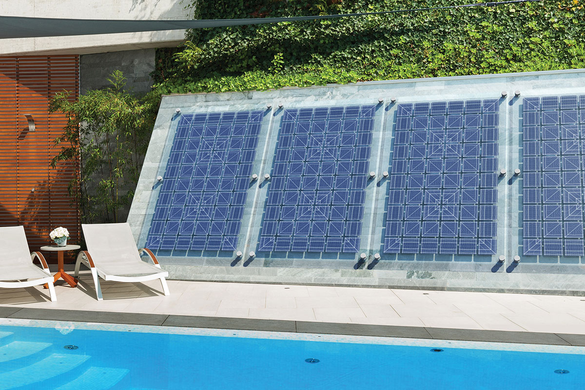 solar panels by pool