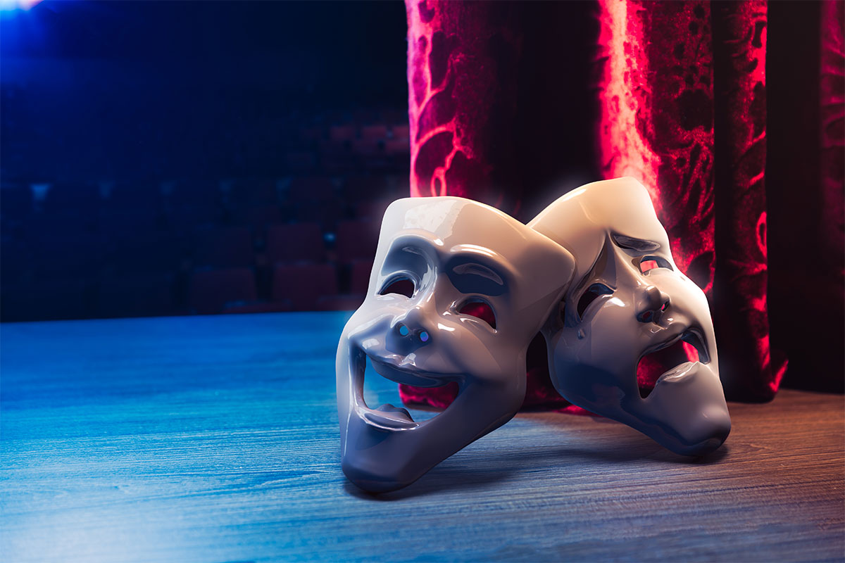 theater masks on stage