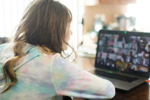 woman in tie dye shirt on zoom