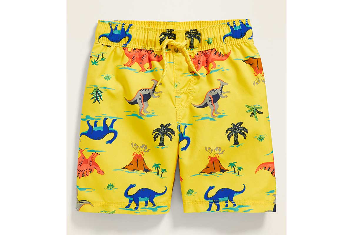 yellow dinosaur swim trunks