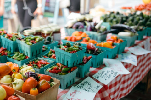 vegetables on a table at The Boro farmers market