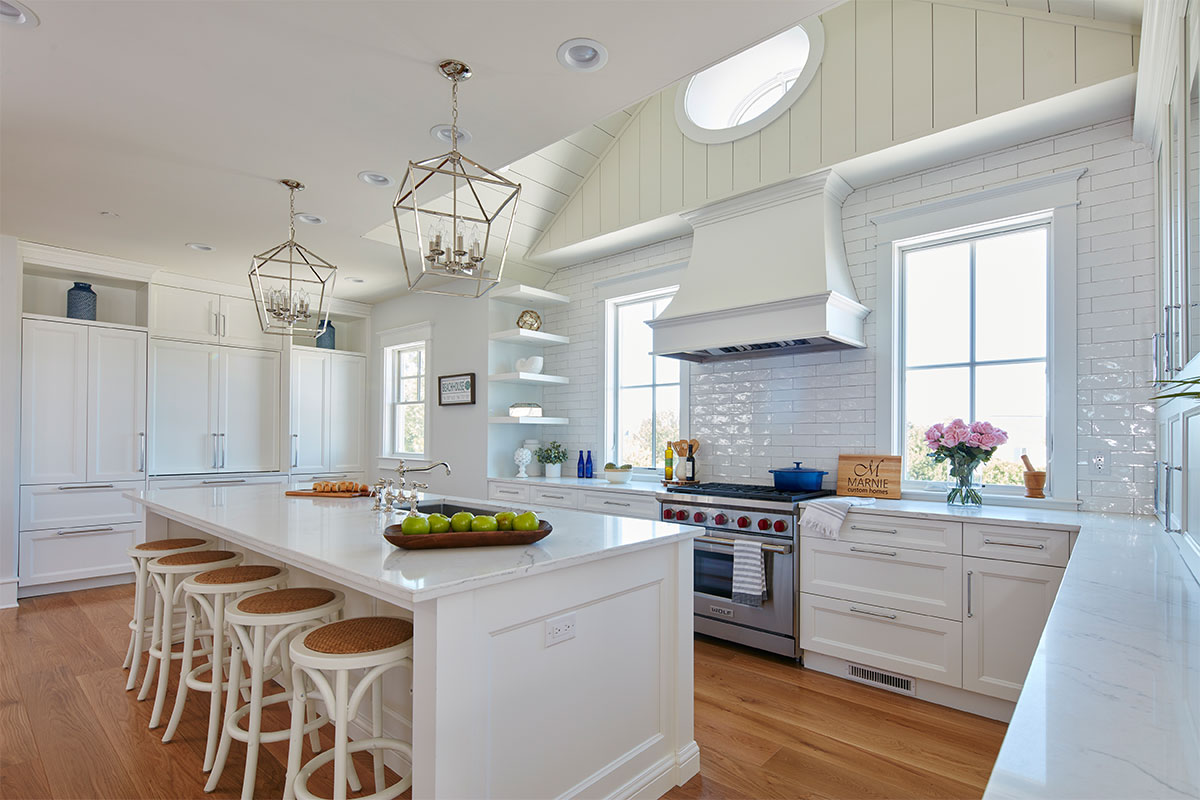 white kitchen with hardwood floors