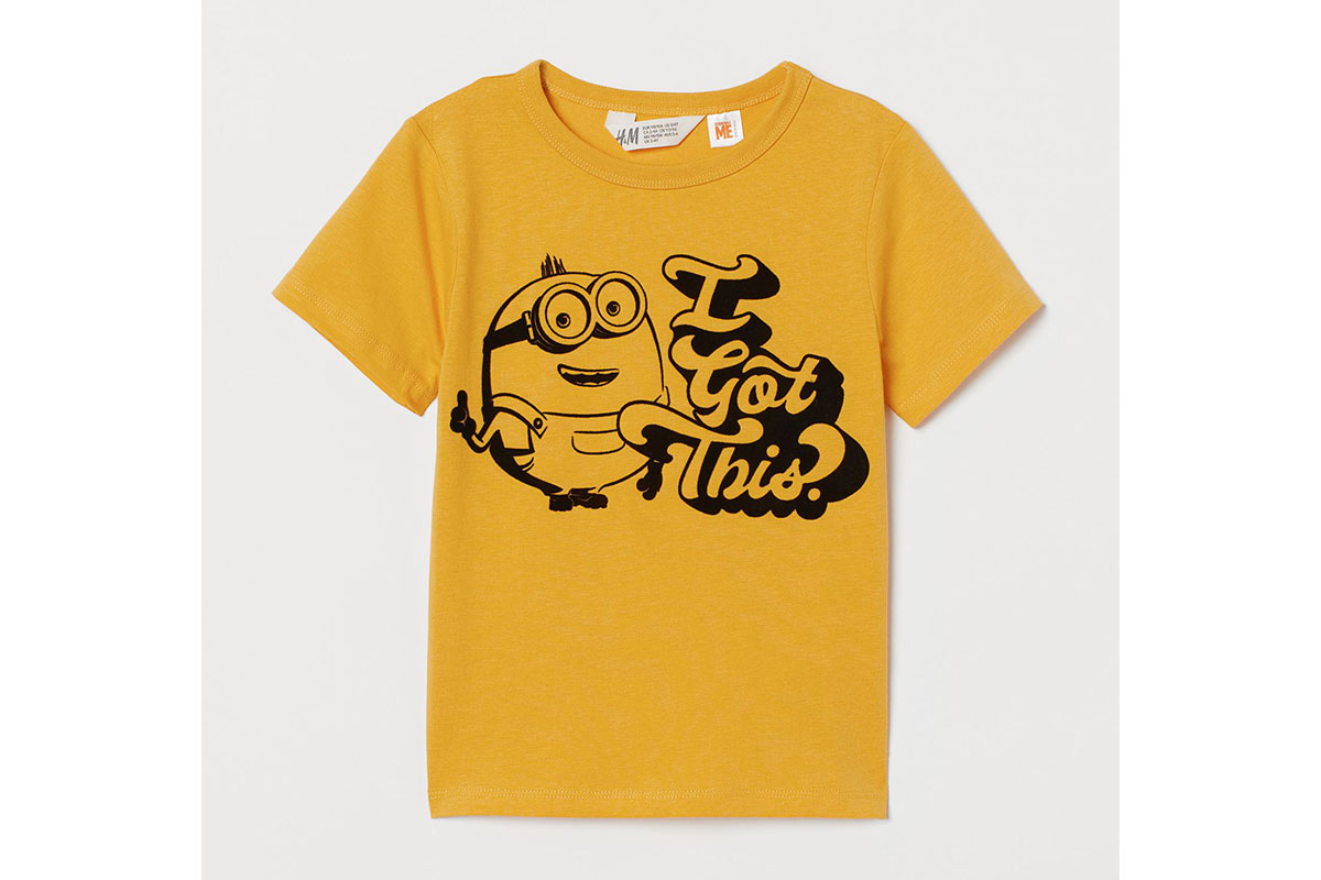 yellow minion-themed shirt