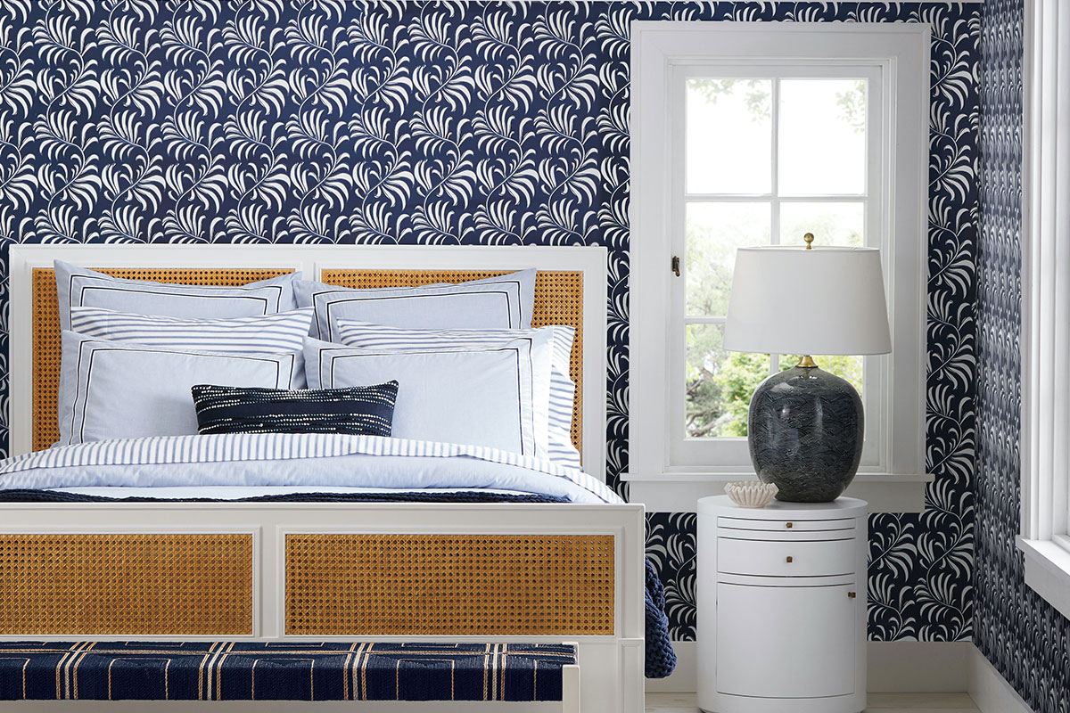 navy blue bedroom from Serena & Lily