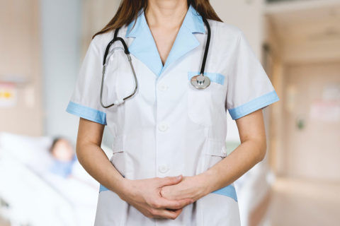 nurse wearing scrubs