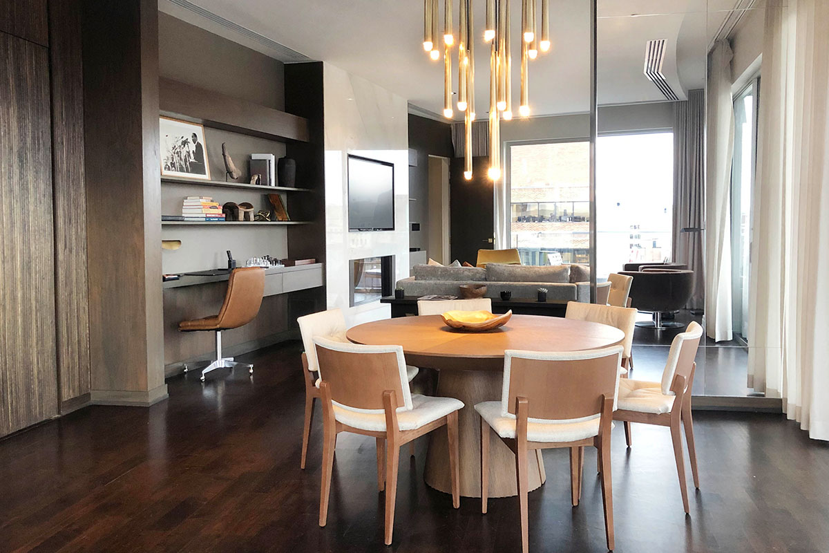 kitchen table in penthouse apartment