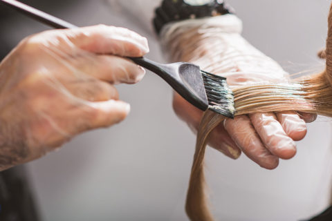 person dying blond hair