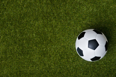 soccer ball on green field