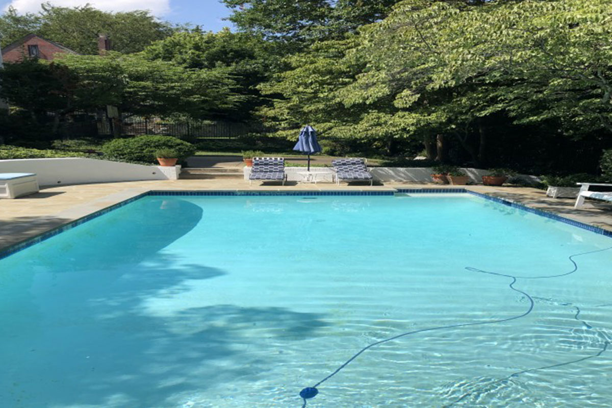 large blue swimming pool