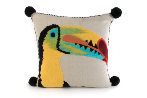 Pillow with toucan design