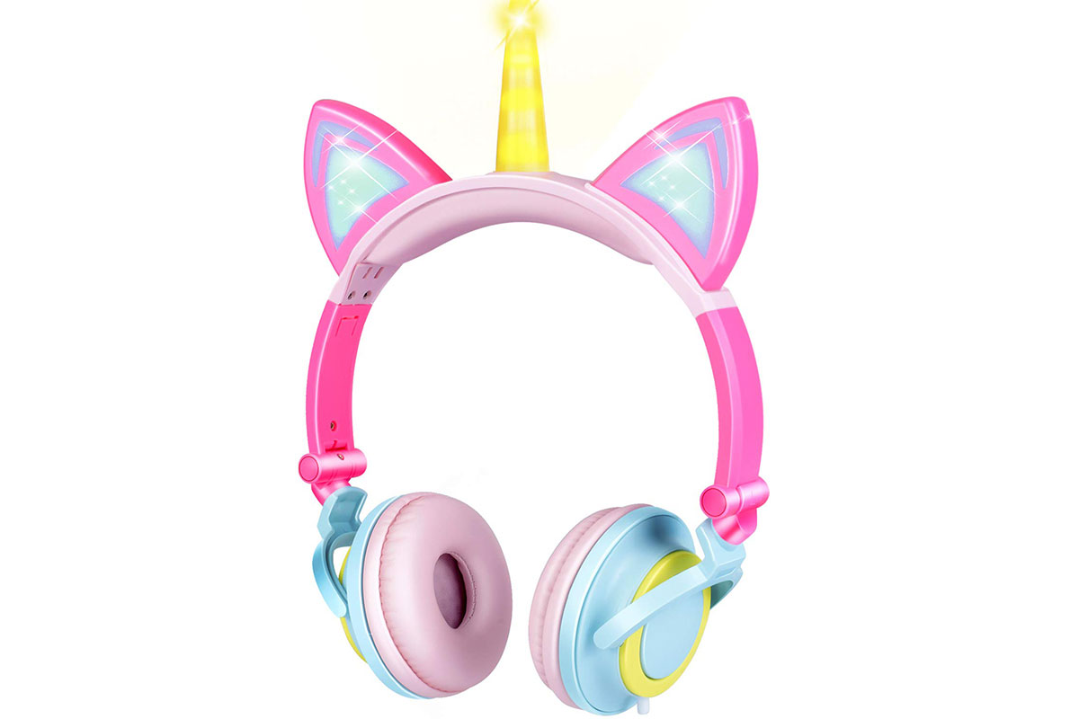 pink cat ear unicorn headphones