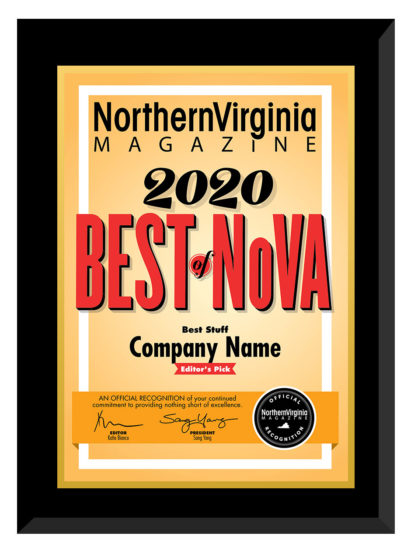 2020 Best of NoVA plaque