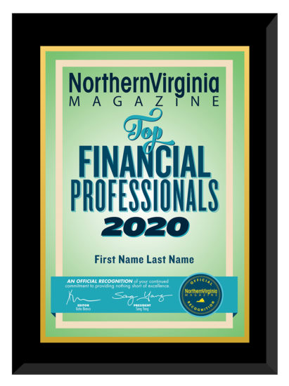 2020 Top Financial Professionals plaque