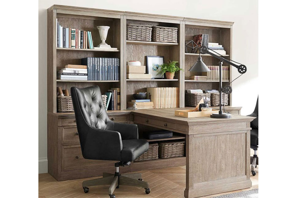 big desk and book shelf