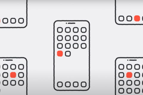phone cartoons with red and clear squares