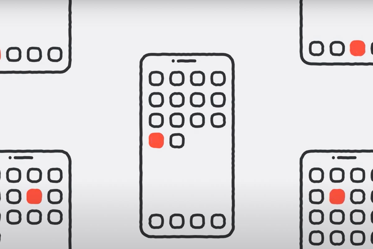 phone cartoons with red and clear squares