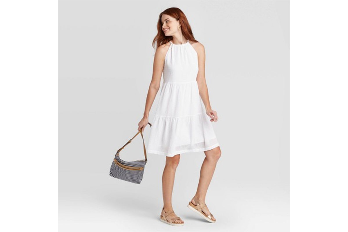 white midlength sleeveless dress