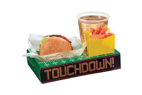 Paper tray with burger and drink