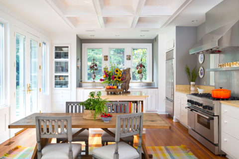 brightly decorated kitchen