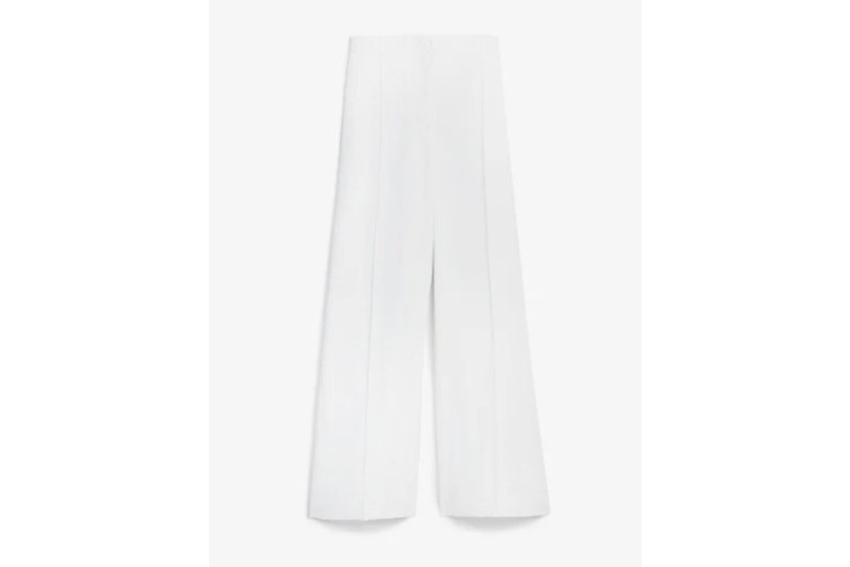 white wide length pants